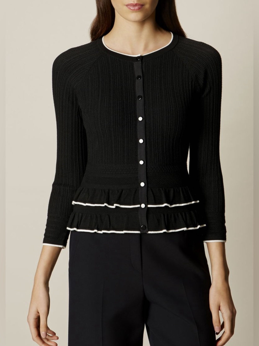 Karen Millen Ruffled Hem Knit Cardigan Medium